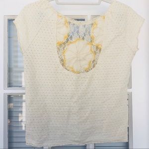 Free People cream and yellow top with lace back